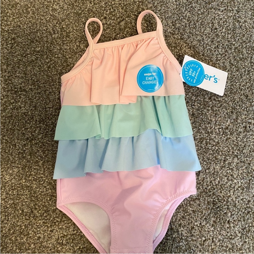1266 Carters Pastel Layered Swimsuit Worn Once